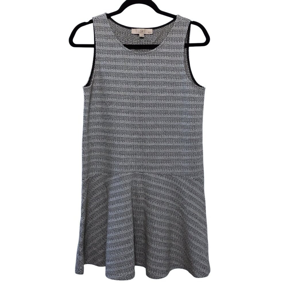 Loft Petite Gray Patterned Round Neck Sleeveless … - image 1